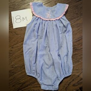 Classic Whimsy "A" embroidered bubble, 18-24 mo